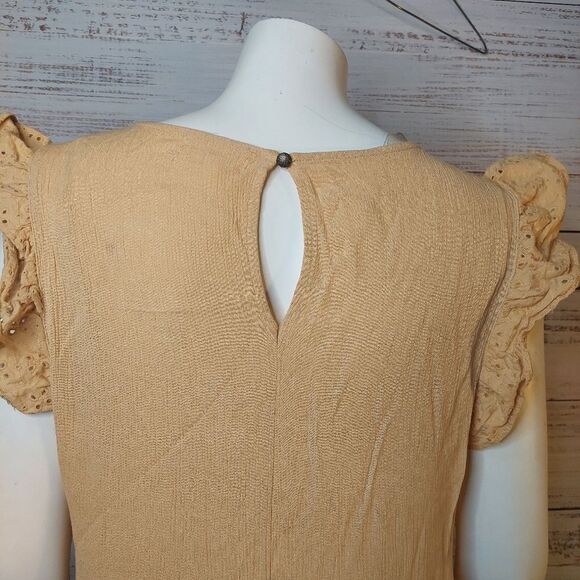 Women's Cream Ruffle Sleeve Dress - Picture 10 of 14